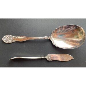 W R  LENORA LEONORA Antique Casserole Spoon and Butter Knife Silverplate 1905